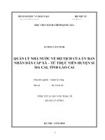 Tóm tắt Luận văn Thạc sĩ Quản lý công: Quản lý nhà nước về hộ tịch của Ủy ban nhân dân cấp xã -từ thực tiễn huyện Si Ma Cai, tỉnh Lào Cai