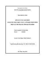 ĐỀ XUẤT CÁC GIẢI PHÁP GIẢM TỔN THẤT ĐIỆN NĂNG LƯỚI ĐIỆN PHÂN PHỐI ĐIỆN LỰC BỐ TRẠCH, TỈNH QUẢNG BÌNH LUẬN VĂN THẠC SĨ KỸ THUẬT