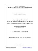 Thực hiện quyền tự chủ trong quản lý tài chính tại các bệnh viện công lập thuộc sở y tế tỉnh thái nguyên 