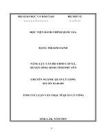 Tóm tắt Luận văn Thạc sĩ Quản lý công: Năng lực cán bộ Ủy ban nhân dân cấp xã tại huyện Sông Hinh, tỉnh Phú Yên