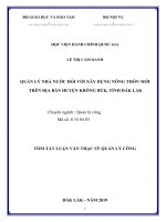 Tóm tắt Luận văn Thạc sĩ Quản lý công: Quản lý nhà nước về xây dựng nông thôn mới trên địa bàn huyện Krông Búk, tỉnh Đắk Lắk