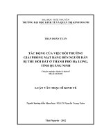Tác động của việc bồi thường giải phóng mặt bằng đến người dân bị thu hồi đất ở thành phố hạ long tỉnh quảng ninh 