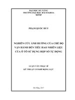 NGHIÊN CỨU ẢNH HƯỞNG CỦA CHẾ ĐỘ VẬN HÀNH ĐẾN TIÊU HAO NHIÊN LIỆU CỦA Ô TÔ SỬ DỤNG HỘP SỐ TỰ ĐỘNG LUẬN VĂN THẠC SĨ