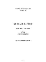 Kế hoạch dạy học môn Âm nhạc Lớp 8 - Học kì I - Năm học 2010-2011