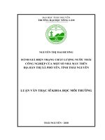 Đánh giá hiện trạng chất lượng nước thải công nghiệp của một số nhà máy trên địa bàn thị xã phổ yên tỉnh thái nguyên 