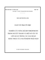 nghiên cứu nồng độ erythropoietin trong huyết thanh và một số yếu tố liên quan trong các giai đoạn khác nhau của người bệnh thận mạn 