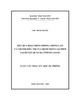 Luận văn thạc sĩ kết quả hoạt động phòng chống lao và chi phí điều trị của bệnh nhân lao phổi tại huyện quản bạ 