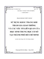 sử dụng khẩu trang khi tham gia giao thông và các yếu tố liên quan của học sinh trung học cơ sở tại thành phố hồ chí minh 