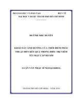 khảo sát ảnh hưởng của thời điểm phẫu thuật đến kết quả trong điều trị viêm túi mật cấp do sỏi 