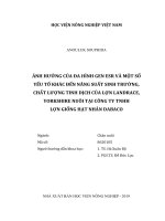 Ảnh hưởng của đa hình gen esr và một số yếu tố khác đến năng suất sinh trưởng, chất lượng tinh dịch của lợn landrace, youkshire nuôi tại công ty tnhh lợn giống hạt nhân dabaco   
