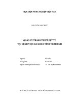 Quản lý trang thiết bị y tế tại bệnh viện đa khoa tỉnh thái bình   