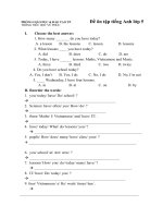 Đề lớp 5 lần 3 tháng 4 năm 2020