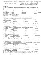 Đề kiểm tra Anh 8 giữa kì 1 năm học: 2020-2021