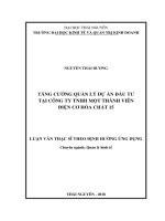 Tăng cường quản lý dự án đầu tư tại công ty trách nhiệm hữu hạn một thành viên điện cơ hóa chất 15 
