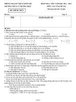 Kiểm tra 1 tiết môn Vật lí Lớp 8 - Năm học 2011-2012 - Trường THCS Lý Thường Kiệt