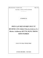phân lập một số hợp chất từ rễ đinh lăng (radix polyscias fruticosa (l ) harms  araliaceae) để ứng dụng trong kiểm nghiệm 