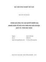 Đánh giá công tác giải quyết khiếu nại, khiếu kiện về đất đai trên địa bàn huyện quế võ, tỉnh bắc ninh   