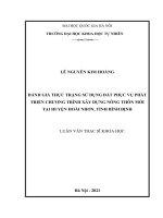 Đánh giá thực trạng sử dụng đất phục vụ phát triển chương trình xây dựng nông thôn mới tại huyện hoài nhơn, tỉnh bình định 