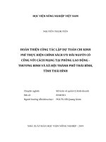 Hoàn thiện công tác lập dự toán chi kinh phí thực hiện chính sách ưu đãi người có công với cách mạng tại phòng lao động thương binh và xã hội thành phố thái bình, tỉnh thái bình   