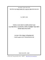 Nâng cao chất lượng đào tạo tại trường cao đẳng công nghiệp việt đức tỉnh thái nguyên 