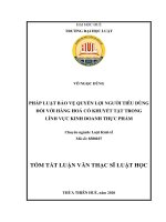 Pháp luật bảo vệ quyền lợi người tiêu dùng đối với hàng hoá có khuyết tật trong lĩnh vực kinh doanh thực phẩm