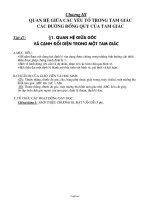 Giáo án môn Hình học Lớp 7 - Chương III: Quan hệ giữa các yếu tố trong tam giác - Các đường đồng quy của tam giác