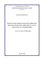 Đánh giá thực trạng sử dụng đất trong quy hoạch xây dựng nông thôn mới xã cát tài, huyện phù cát, tỉnh bình định 