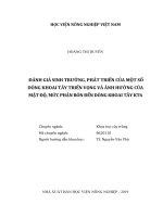 Đánh giá sinh trưởng, phát triển của một số dòng khoai tây triển vọng và ảnh hưởng của mật độ, mức phân bón đến dòng khoai tây kt6   