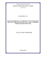 Đánh giá hiệu quả của phương án quy hoạch sử dụng đất trên địa bàn huyện an lão, tỉnh bình định giai đoạn 2010   2020 