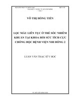 lọc máu liên tục ở trẻ sốc nhiễm khuẩn tại khoa hồi sức tích cực chống độc bệnh viện nhi đồng 2 