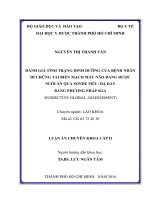 Đánh giá tình trạng dinh dưỡng của bệnh nhân di chứng tai biến mạch máu não đang được nuôi ăn qua sonde mũi   dạ dày bằng phương pháp sga 