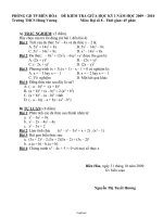 Đề kiểm tra giữa học kỳ I năm học 2009 – 2010 môn: Đại số 8 - Trường THCS Hùng Vương