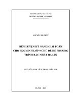 Rèn luyện kĩ năng giải toán cho học sinh lớp 9 chủ đề hệ phương trình bậc nhất hai ẩn