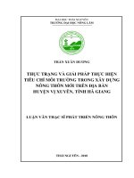 Thực trạng và giải pháp thực hiện tiêu chí môi trường trong xây dựng nông thôn mới trên địa bàn huyện vị xuyên tỉnh hà giang 