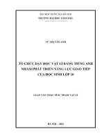 Tổ chức dạy học vật lí bằng tiếng anh nhằm phát triển năng lực giao tiếp của học sinh lớp 10 
