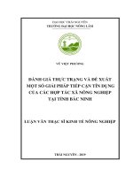 Đánh giá thực trạng và đề xuất một số giải pháp tiếp cận tín dụng của các hợp tác xã nông nghiệp tại tỉnh bắc ninh 
