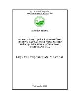 Đánh giá hiệu quả và định hướng sử dụng đất sản xuất nông nghiệp trên địa bàn huyên nông cống tỉnh thanh hóa 