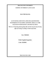 Điều tra về ứng dụng phương pháp đặt câu hỏi trong việc dạy kĩ năng nghe tại trường cao đẳng cơ khí luyện kim 