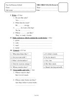 Đề thi kiểm tra định kì kì I môn Tiếng Anh 5