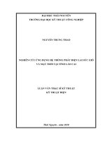 Nghiên cứu ứng dụng hệ thống phát điện lai sức gió và mặt trời tại tỉnh lào cai 