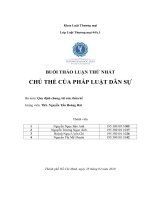 THẢO LUẬN DÂN SỰ 1 BUỔI THỨ NHẤT: CHỦ THỂ CỦA PHÁP LUẬT DÂN SỰ