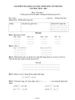 Bài kiểm tra khảo sát học sinh giỏi cấp trường môn Toán - Tiếng việt Lớp 2