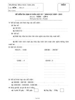 Đề kiểm tra định kì giữa học kì I - Năm 2009 – 2010 môn thi: Toán - Lớp 4