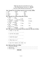 Kiểm tra học kỳ II năm học 2011-2012 môn tiếng anh - Lớp 3 (lets go 1a ) - đề chẵn thời gian : 40 phút (không kể thời gian giao đề )