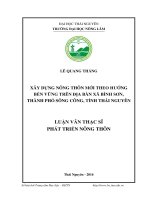 Xây dựng nông thôn mới theo hướng bền vững trên địa bàn xã bình sơn thành phố sông công tỉnh thái nguyên 