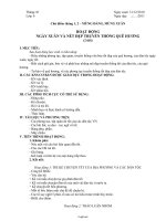 Giáo án môn Hoạt động ngoài giờ lên lớp 6 - Chủ điểm tháng 1, 2 – Mừng đảng, mừng xuân - Hoạt động ngày xuân và nét đẹp truyền thống quê hương (2 tiết)