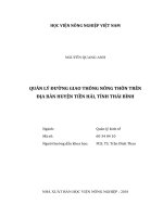 Quản lý đường giao thông nông thôn trên địa bàn huyện tiền hải, tỉnh thái bình   