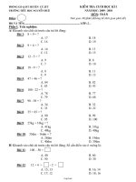 Kiểm tra cuối học kì I - Năm học: 2009 - 2010 môn: Toán - Trường tiểu học Nguyễn Huệ