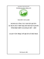 Đánh giá công tác chuyển quyền sử dụng đất trên địa bàn huyện nậm pồ tỉnh điện biên giai đoạn 2017 2019 
