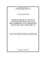 Đánh giá hiệu quả và đề xuất giải pháp sử dụng đất sản xuất nông nghiệp bền vững trên địa bàn huyện quỳ châu tỉnh nghệ an 